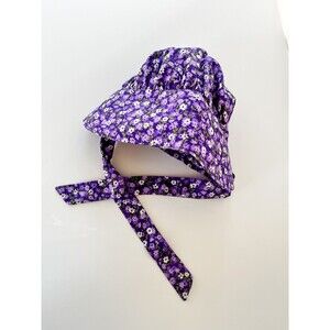 Handmade Purple Floral Baby Girl Bonnet-Pioneer Prairie Historical Vintage